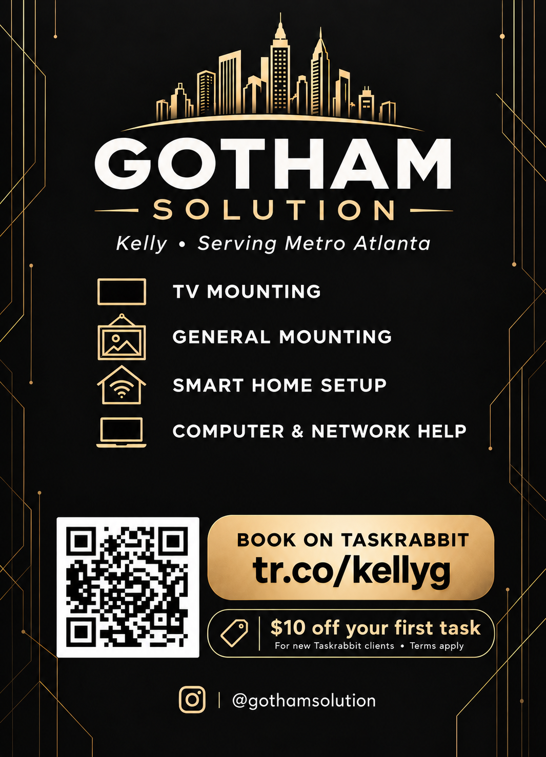 Gotham Solution, gold city skyline